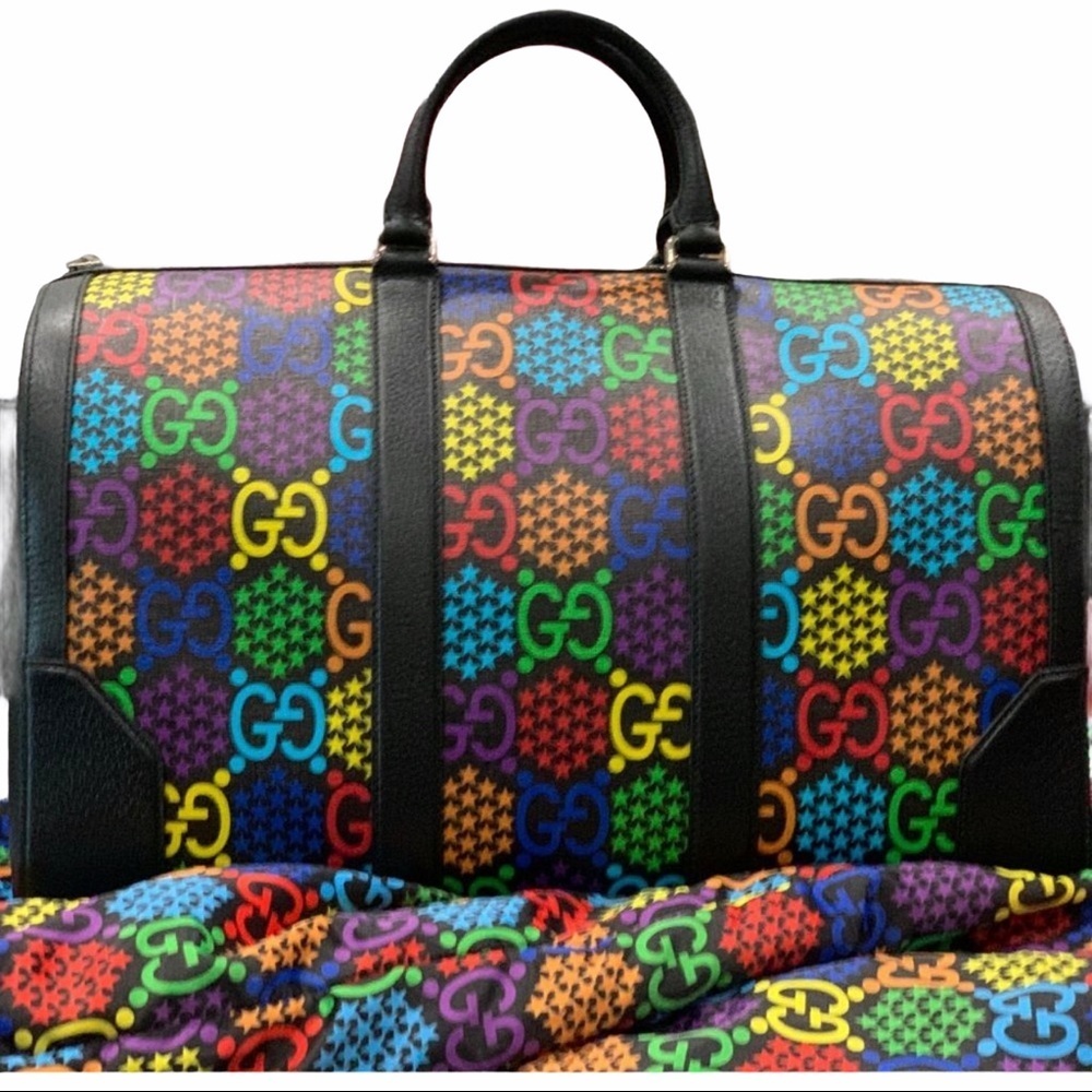 ❌❌ Gucci Psychedelic holdall duffle black rainbow multicolor weekend travel bag - Picture 1 of 8